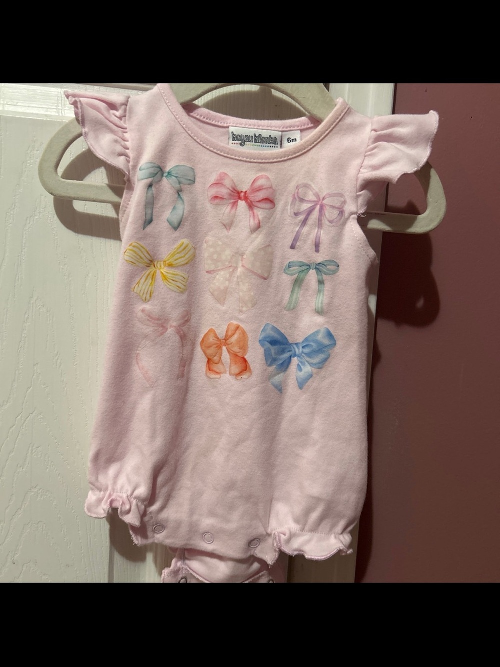 Bayou Blanks Pink Baby Bow Romper